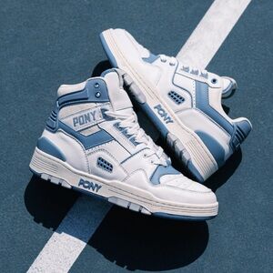 Pony Blue and White High-Top Sneakers BRAND NEW